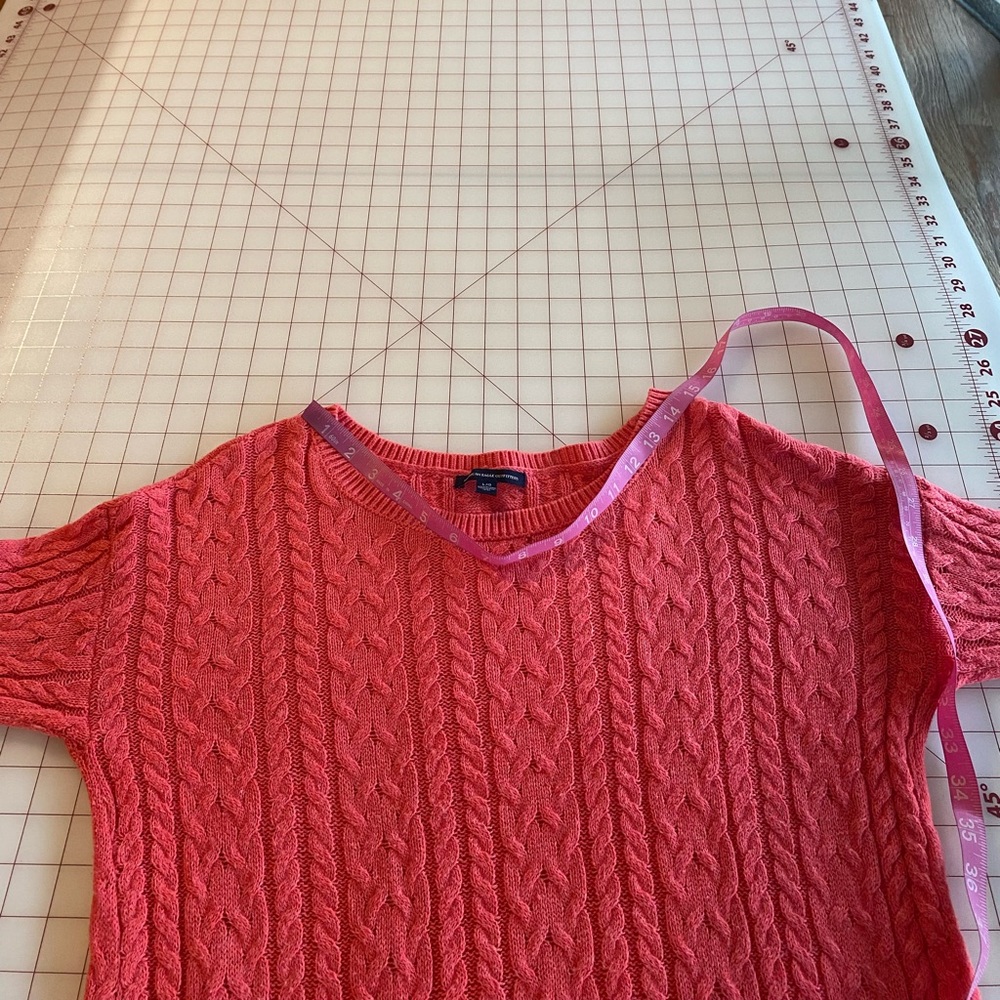 American Eagle Outfitters size large salmon pink knit braided boho sweater - Picture 16 of 16